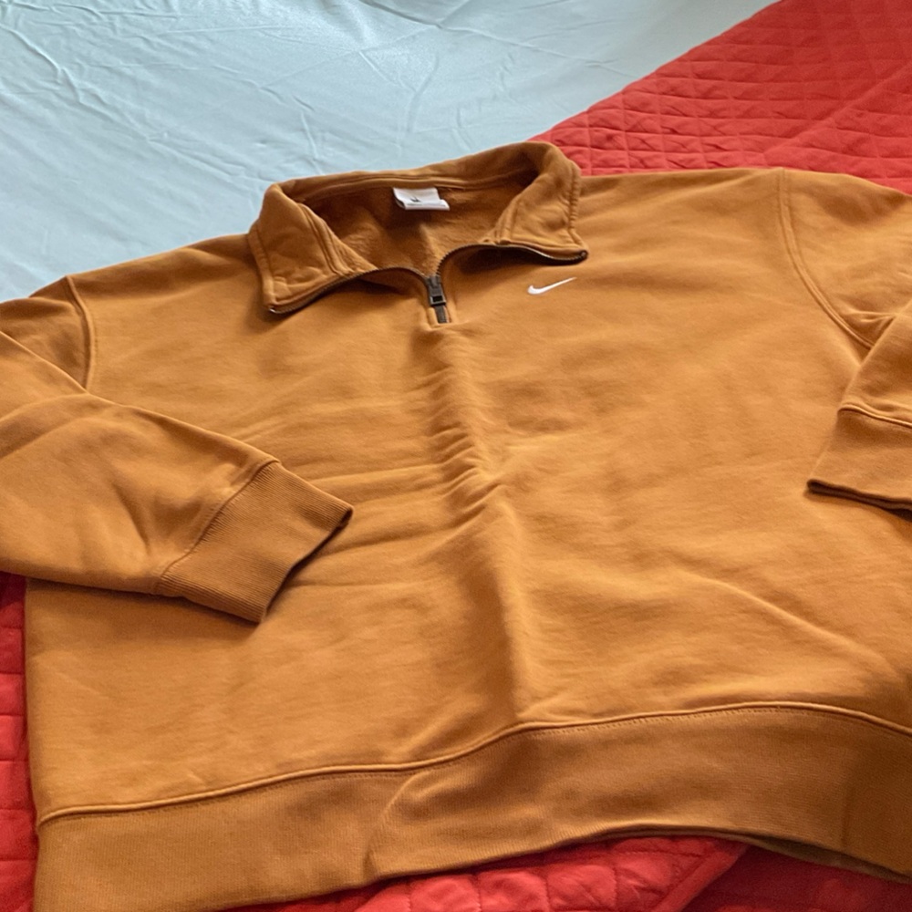 Nike Swoosh Quarter-Zip Pullover in Rust Orange